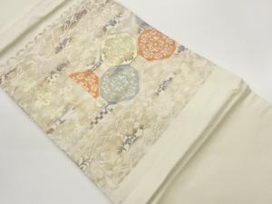 蜀江文に葡萄唐草・花葉模様織出し名古屋帯